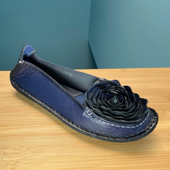 L'Artiste 'Dezi' Rosette Ballet Flats Navy Blue Rose Shoes Spring Step 38 7.5 8 - Picture 7 of 14